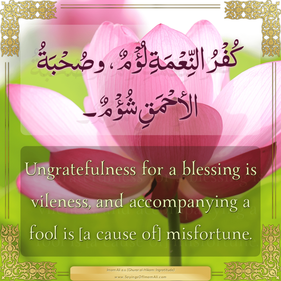 Ungratefulness for a blessing is vileness, and accompanying a fool is [a...